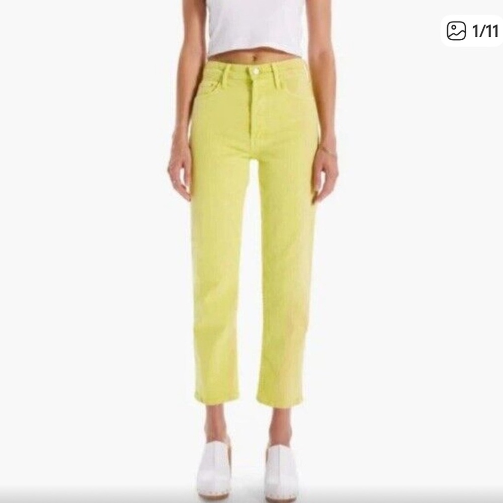 MOTHER High Rise Jeans in Bright Yellow